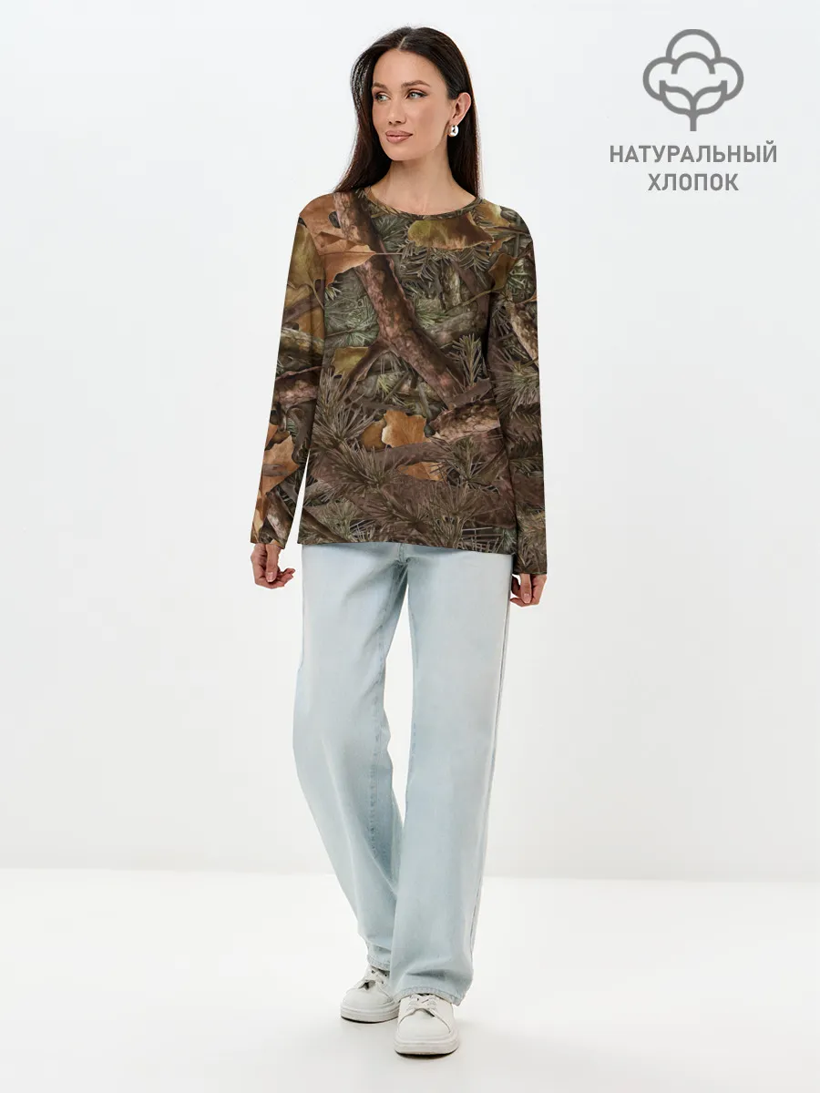 Лонгслив женский. Хлопок / Охотничий камуфляж