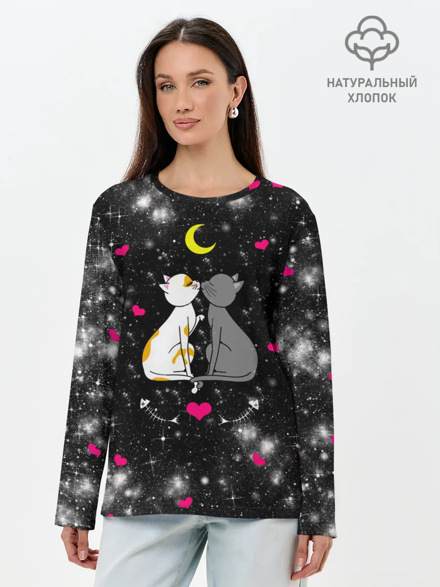 Лонгслив женский. Хлопок / Кошачья Любовь