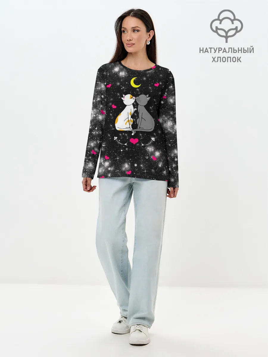 Лонгслив женский. Хлопок / Кошачья Любовь