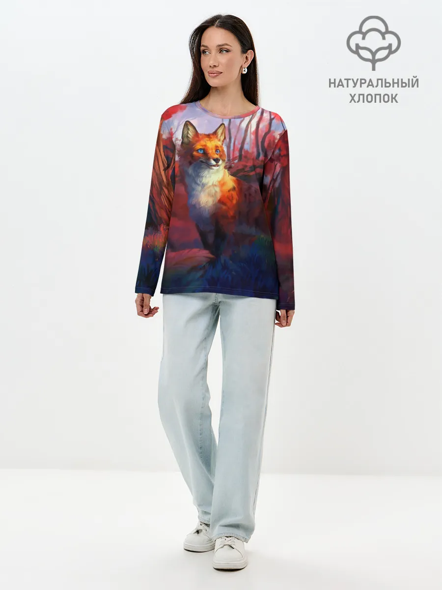 Лонгслив женский. Хлопок / Рыжая лиса