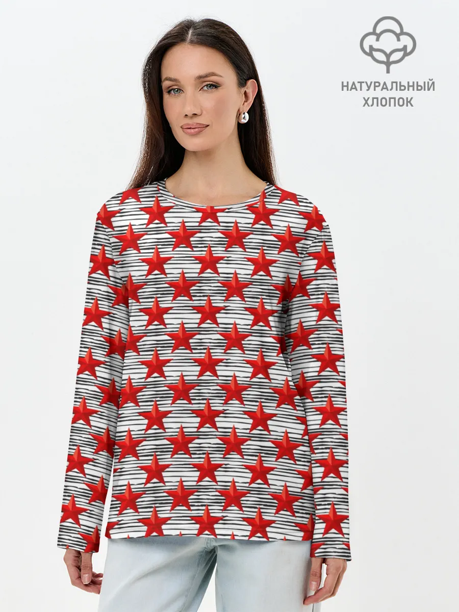 Лонгслив женский. Хлопок / День защитника Отечества