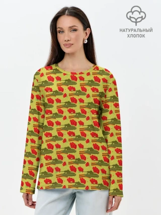 Лонгслив женский. Хлопок / День Защитника Отечества