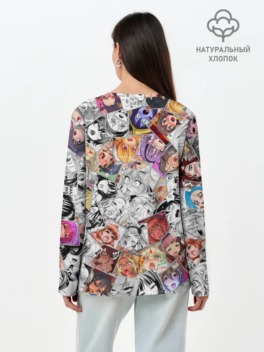 Лонгслив женский. Хлопок / Ahegao завихрение