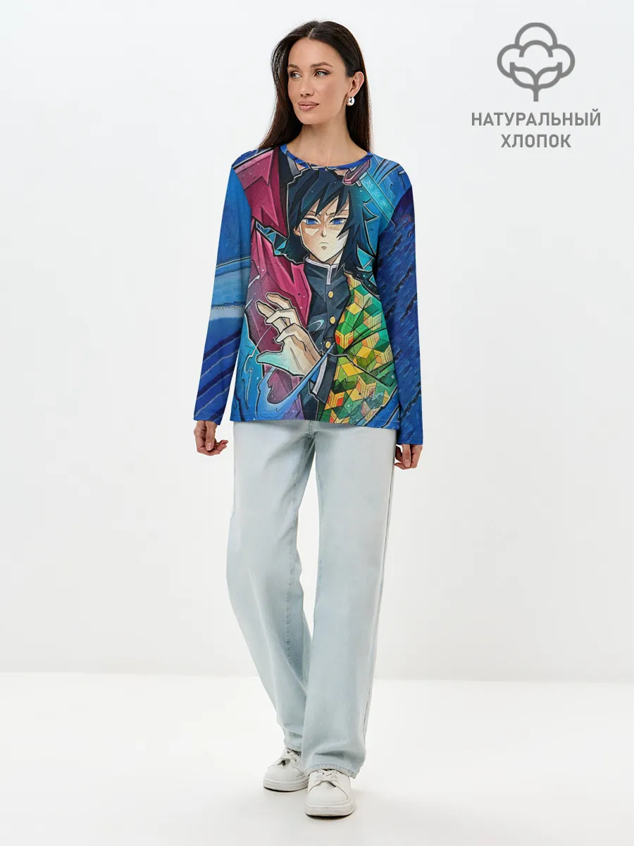 Лонгслив женский. Хлопок / Гию Томиоко Клинок демонов