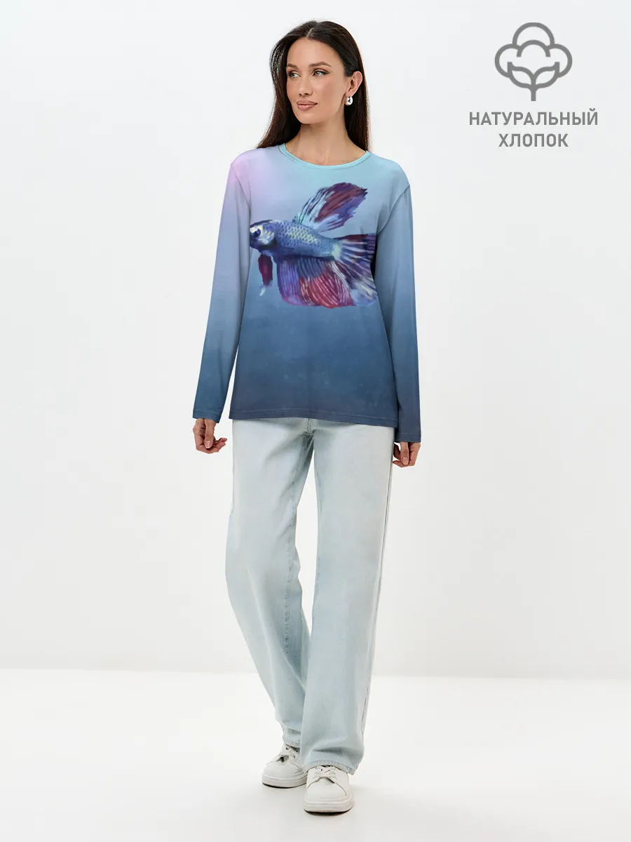Лонгслив женский. Хлопок / Рыбка