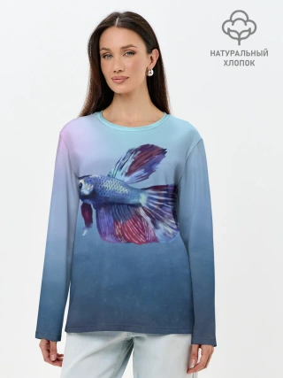 Лонгслив женский. Хлопок / Рыбка