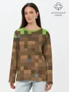 Лонгслив женский. Хлопок / Minecraft камуфляж