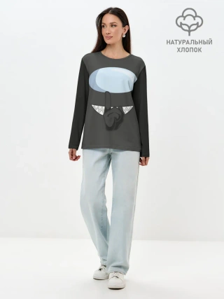 Лонгслив женский. Хлопок / AMONG US | BLACK IMPOSTOR