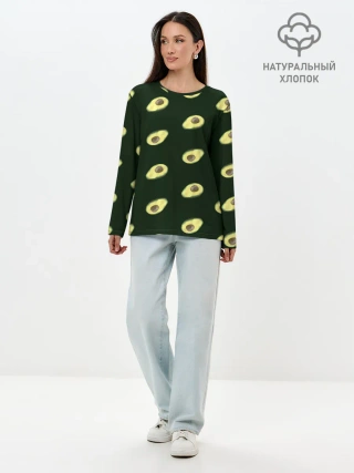 Лонгслив женский. Хлопок / Авокадо