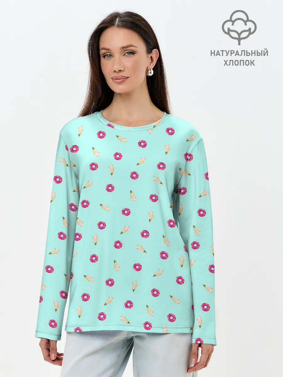 Лонгслив женский. Хлопок / ПОНЧИК И МОРОЖЕНКА