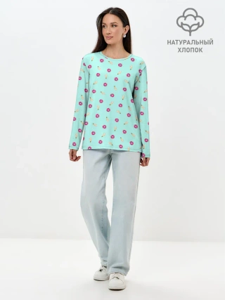 Лонгслив женский. Хлопок / ПОНЧИК И МОРОЖЕНКА