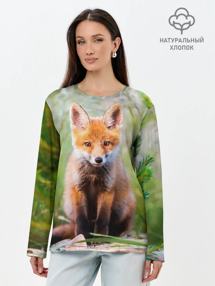 Лонгслив женский. Хлопок / Лисичка