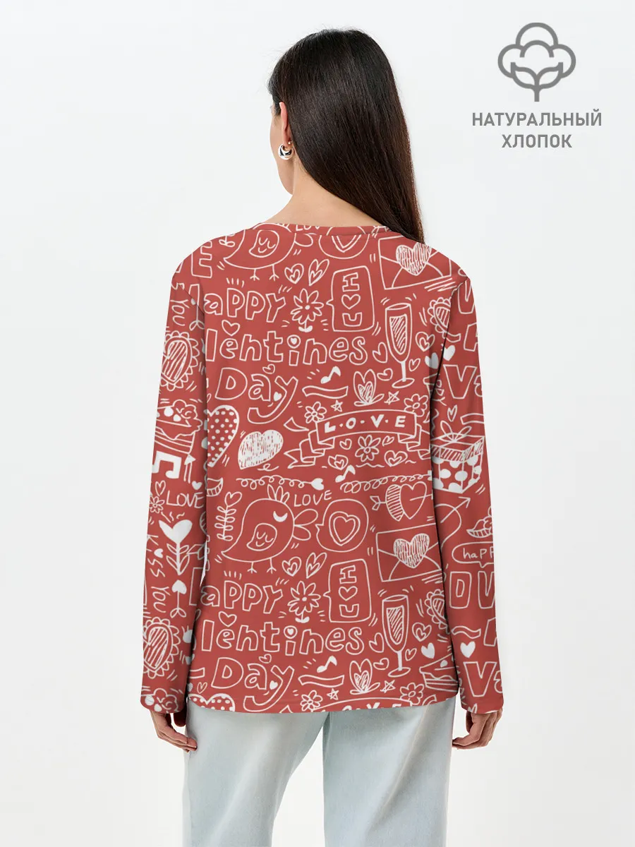 Лонгслив женский. Хлопок / Happy Valentines Day