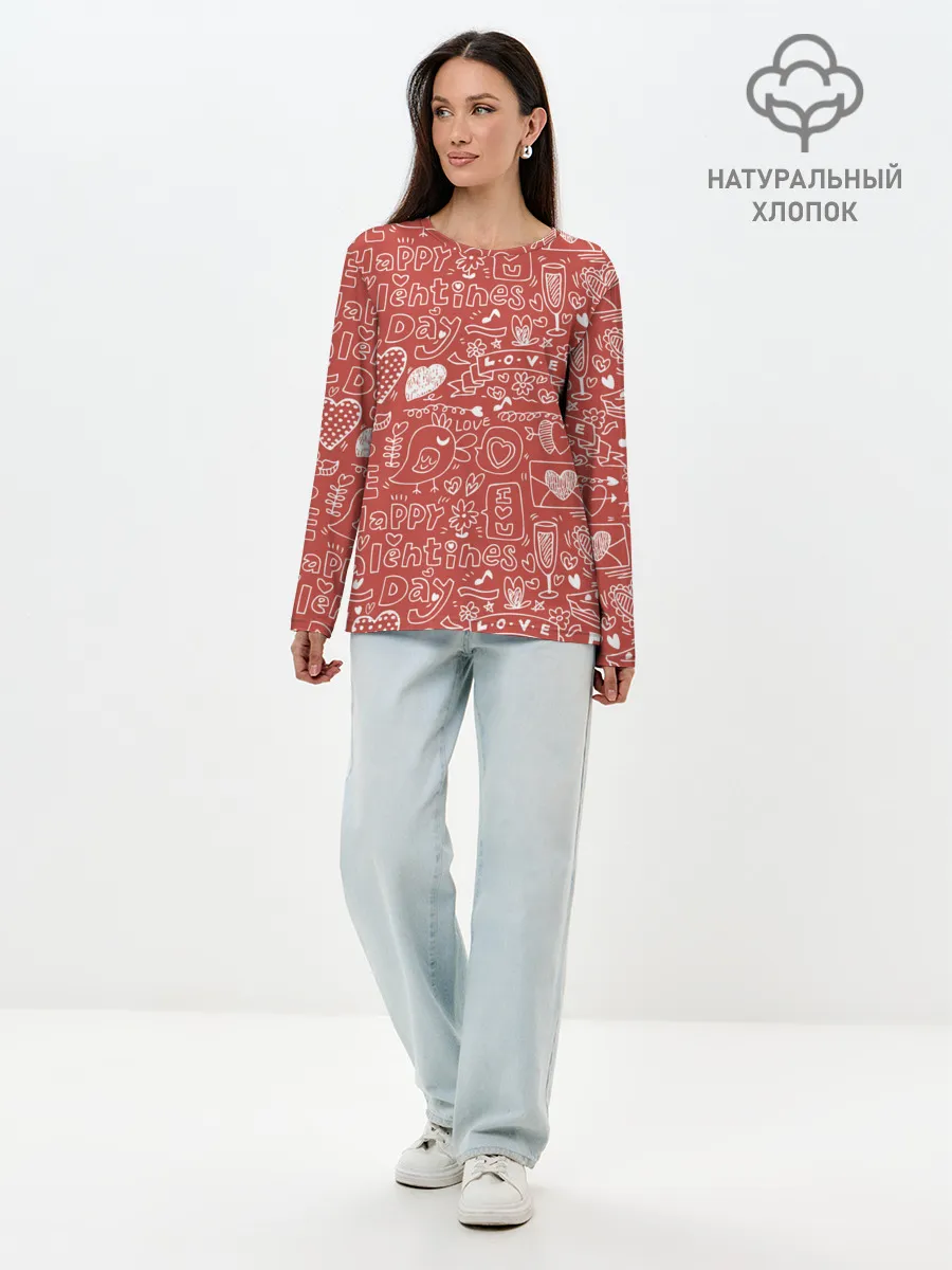 Лонгслив женский. Хлопок / Happy Valentines Day