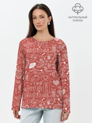 Лонгслив женский. Хлопок / Happy Valentines Day