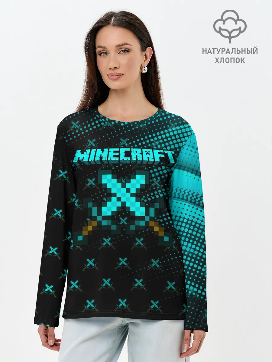 Лонгслив женский. Хлопок / Minecraft