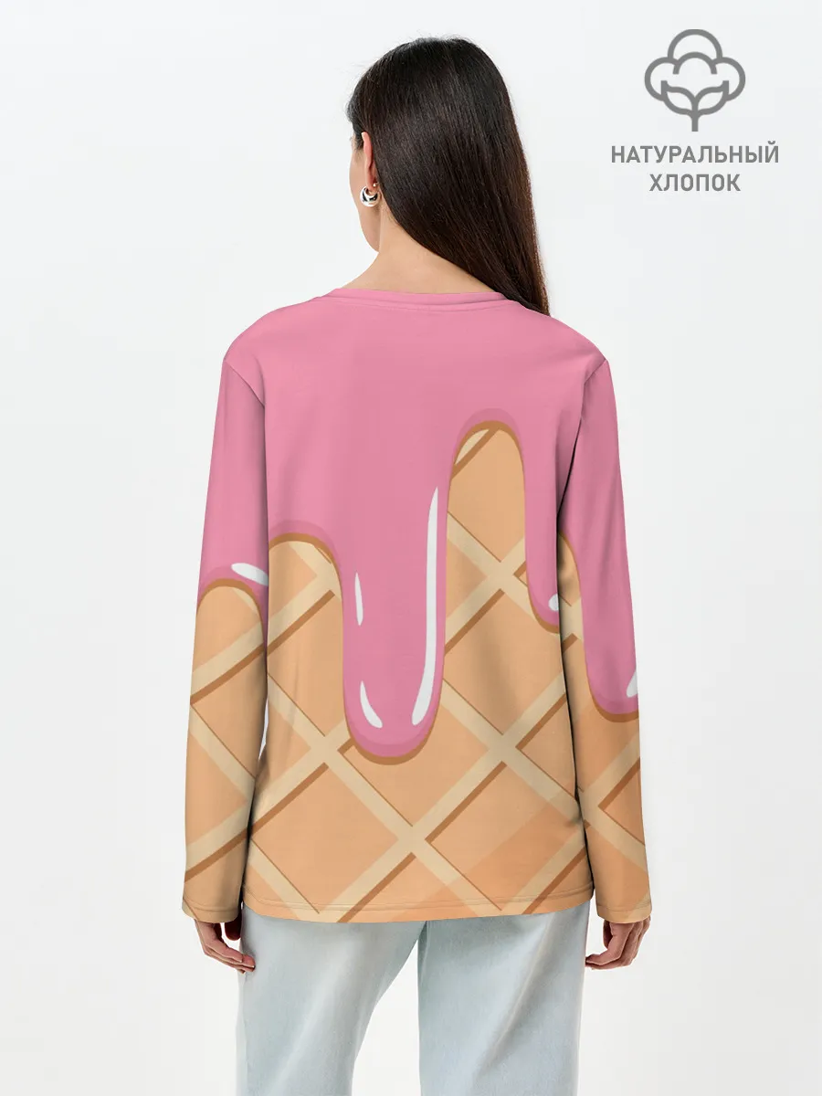 Лонгслив женский. Хлопок / Мороженое Рожок