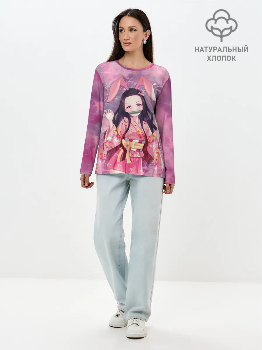 Лонгслив женский. Хлопок / Незуко Камадо