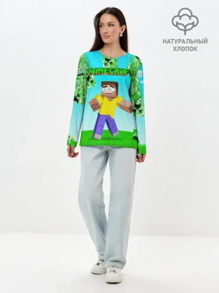 Лонгслив женский. Хлопок / Minecraft