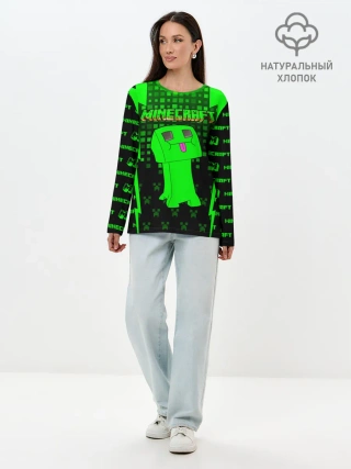Лонгслив женский. Хлопок / Minecraft