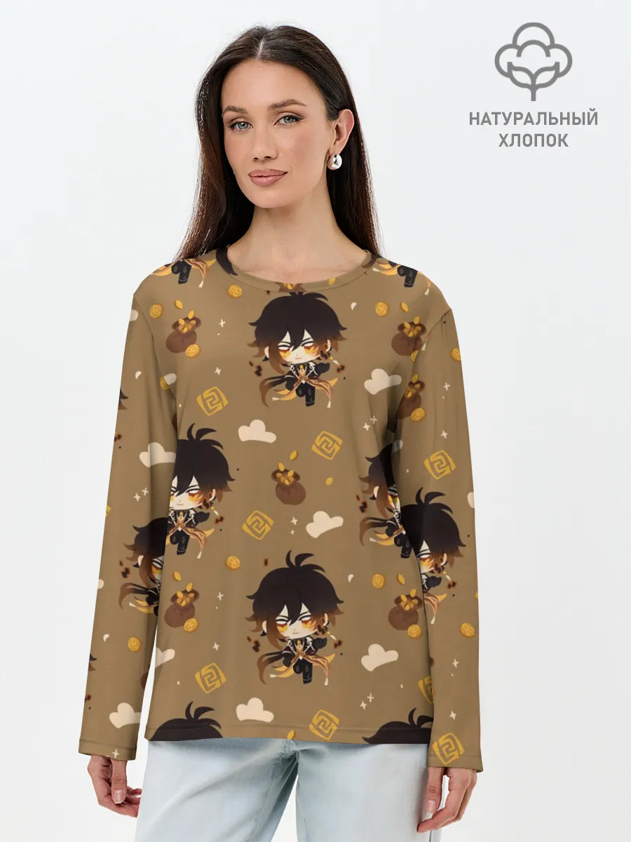 Лонгслив женский. Хлопок / Чиби Чжун Ли