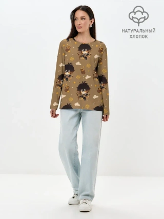 Лонгслив женский. Хлопок / Чиби Чжун Ли