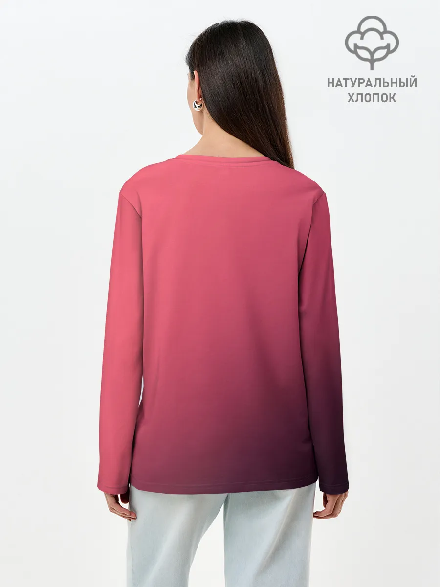 Лонгслив женский. Хлопок / Макима на красном фоне