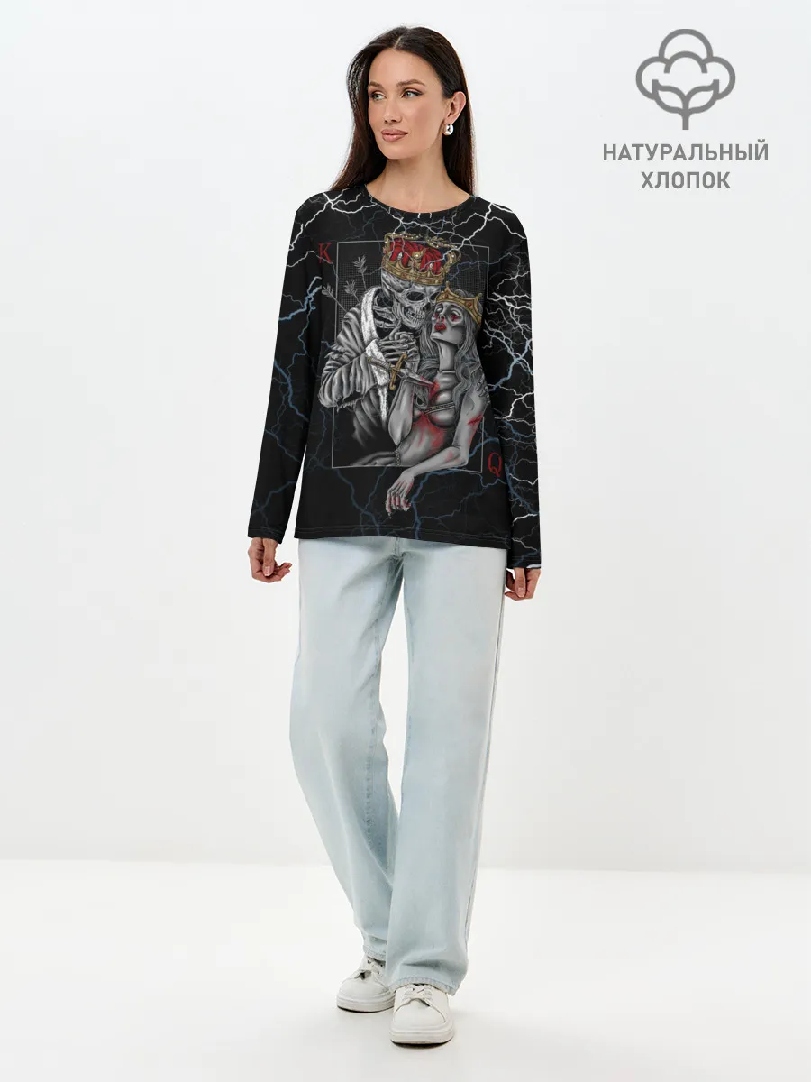 Лонгслив женский. Хлопок / The Skull King and Queen