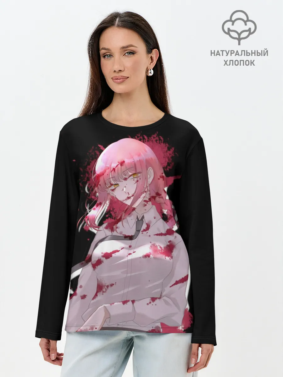 Лонгслив женский. Хлопок / Makima Chainsaw Man