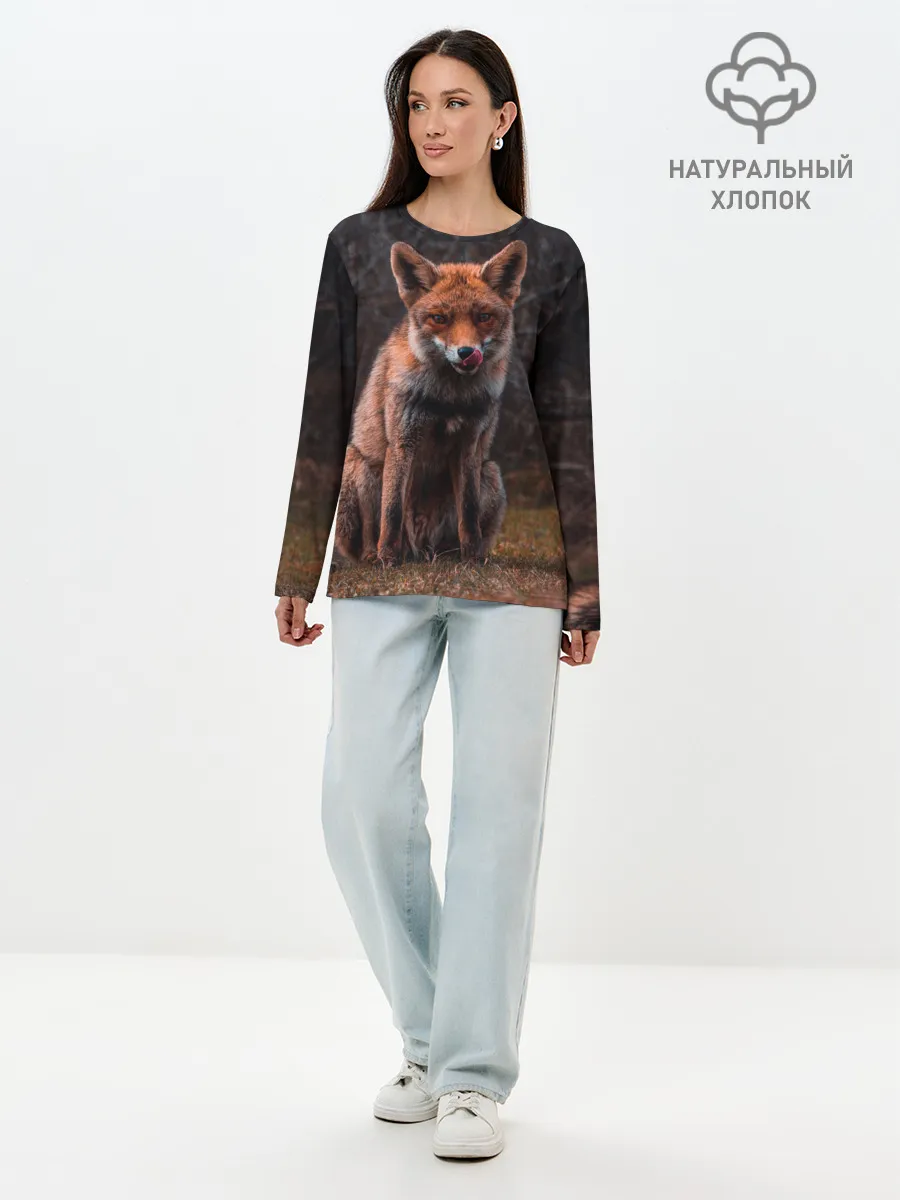Лонгслив женский. Хлопок / Хищная лисица