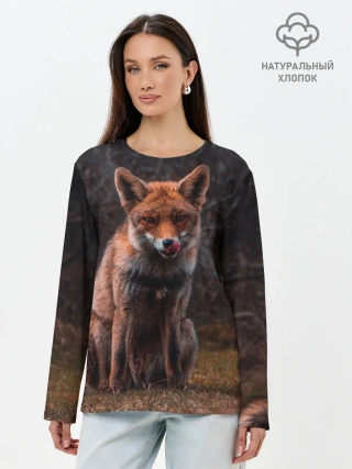 Лонгслив женский. Хлопок / Хищная лисица