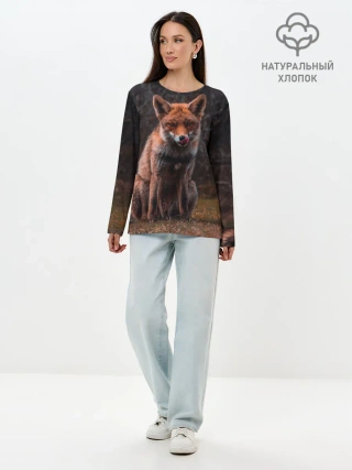 Лонгслив женский. Хлопок / Хищная лисица