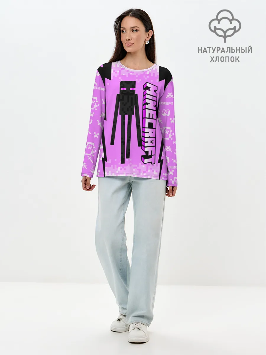 Лонгслив женский. Хлопок / Minecraft
