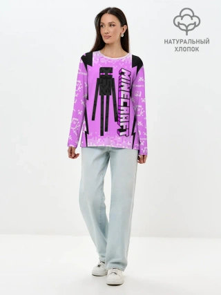 Лонгслив женский. Хлопок / Minecraft