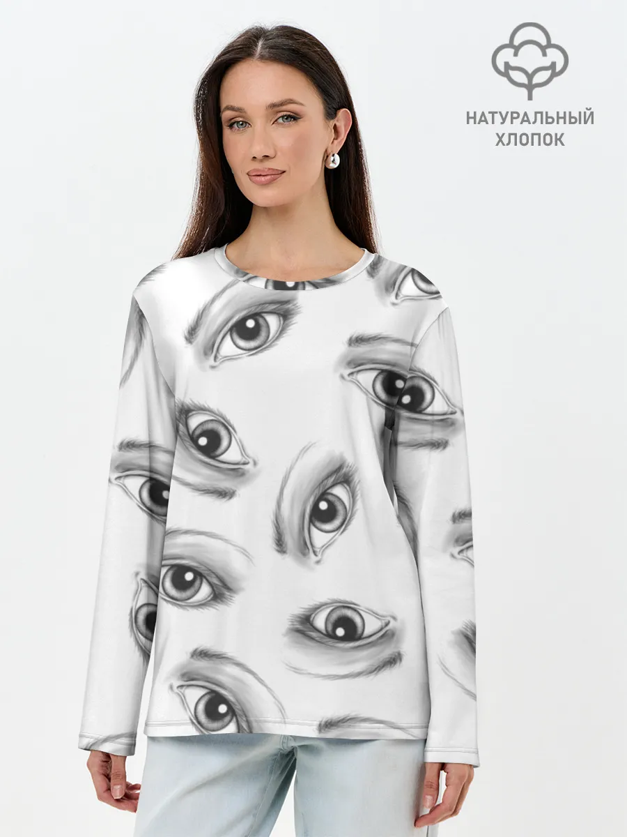Лонгслив женский. Хлопок / глаза
