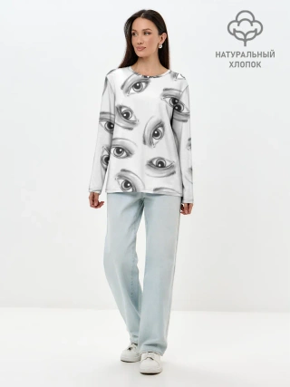 Лонгслив женский. Хлопок / глаза