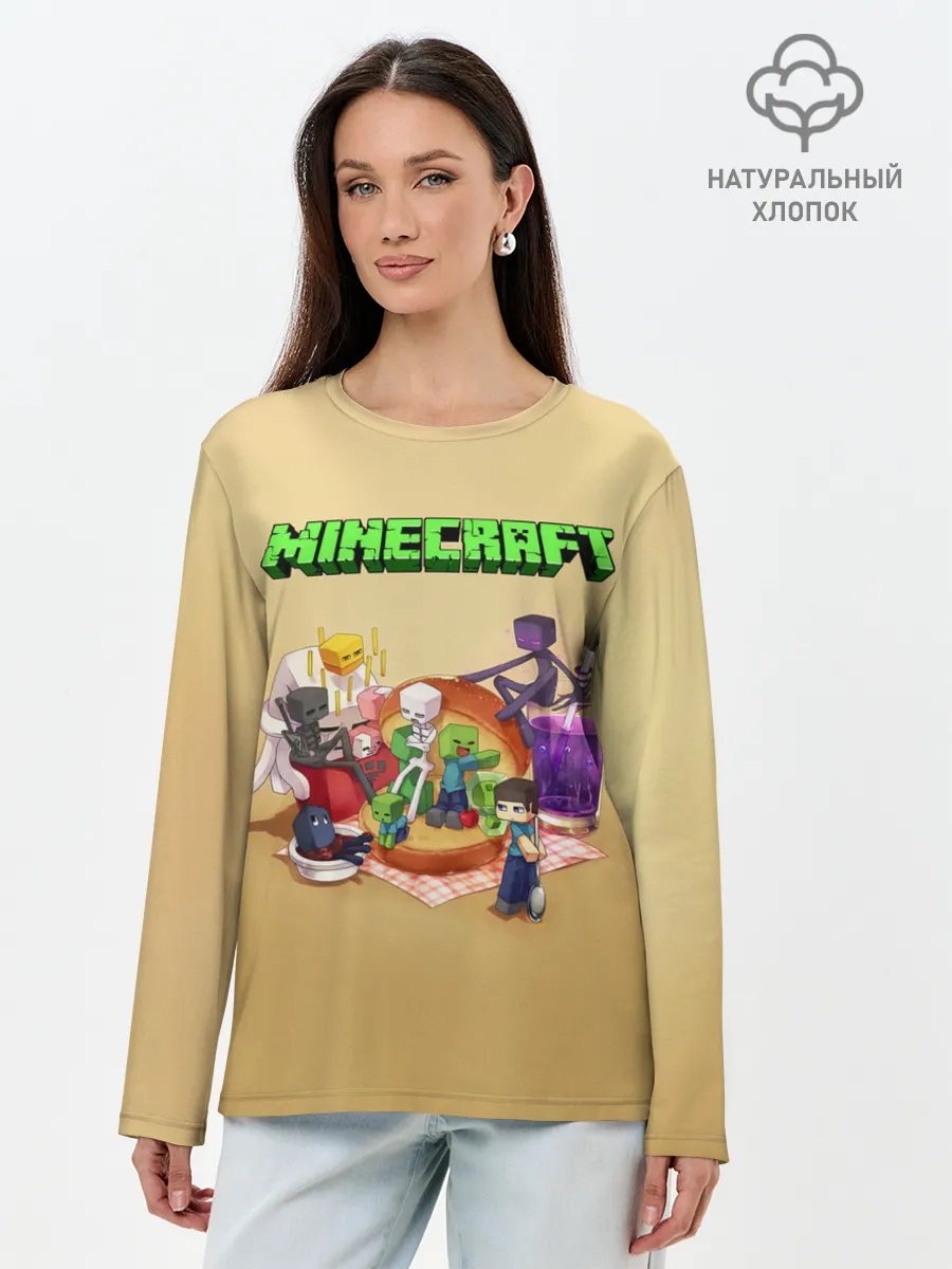 Лонгслив женский. Хлопок / Minecraft