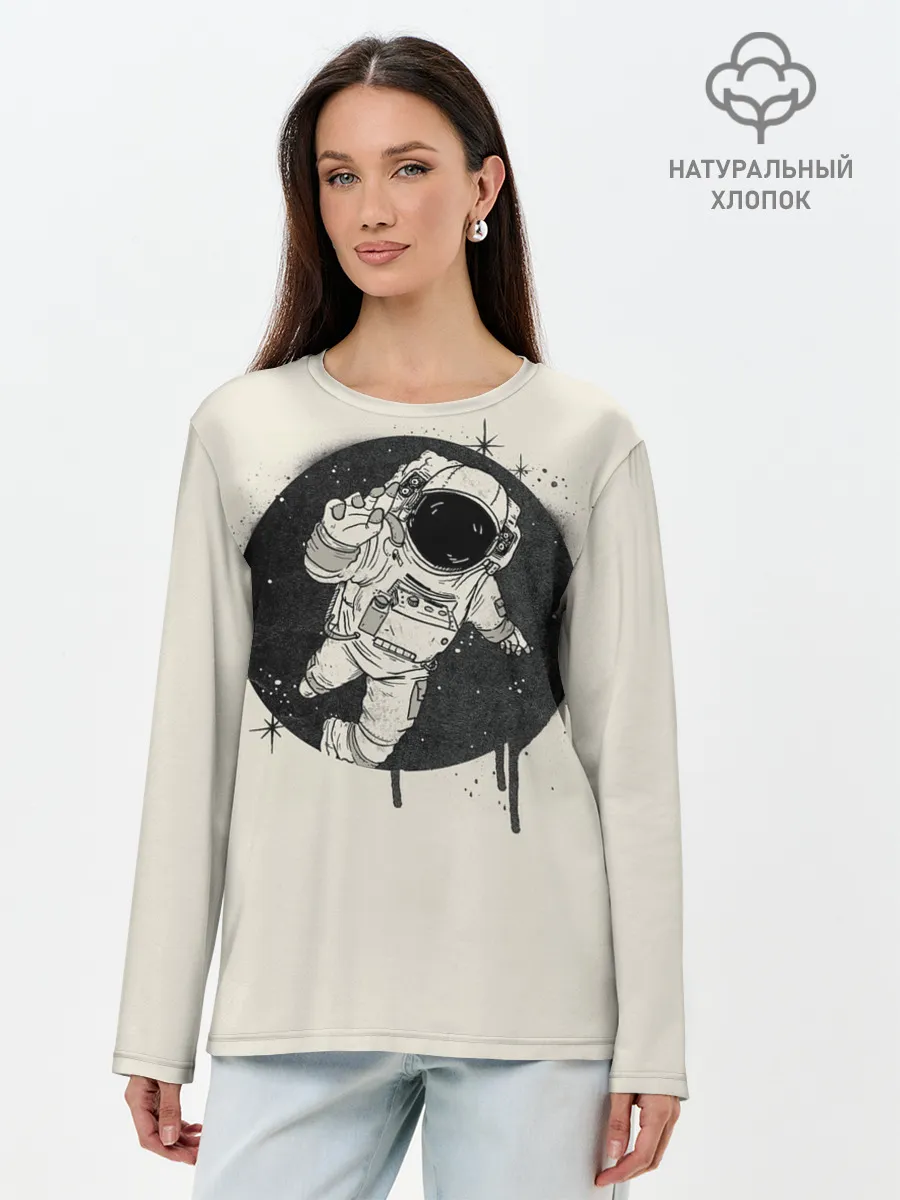 Лонгслив женский. Хлопок / Тёмный космос