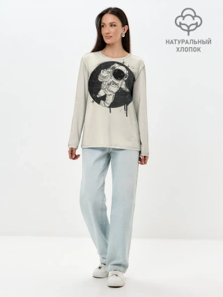 Лонгслив женский. Хлопок / Тёмный космос