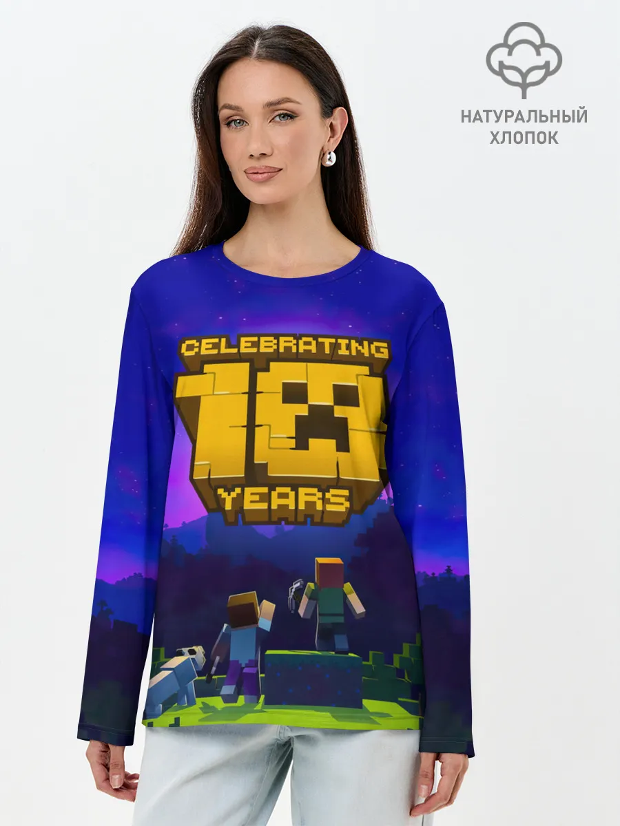 Лонгслив женский. Хлопок / Minecraft