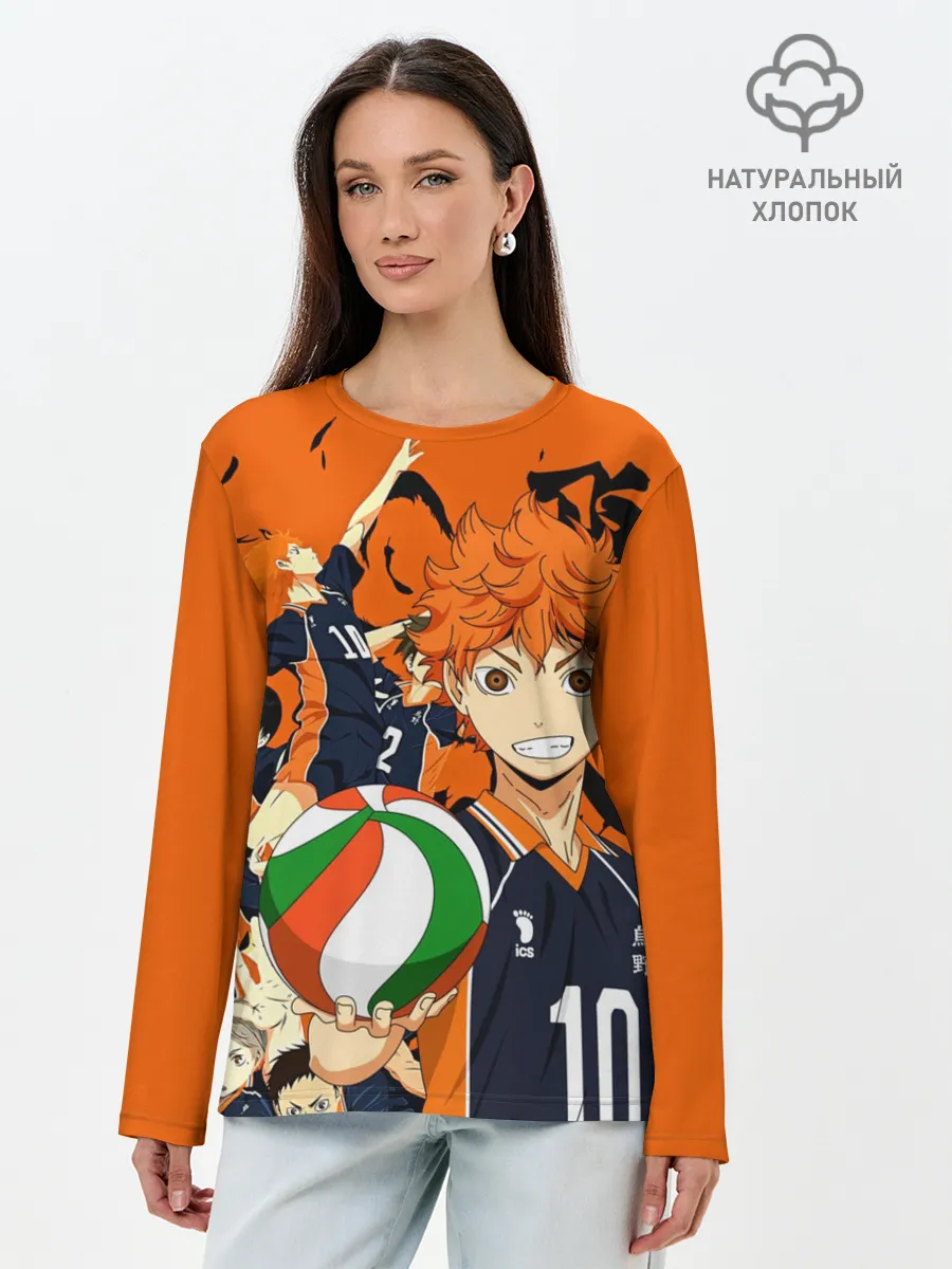 Лонгслив женский. Хлопок / Волебольная команда из аниме HAIKYUU!!