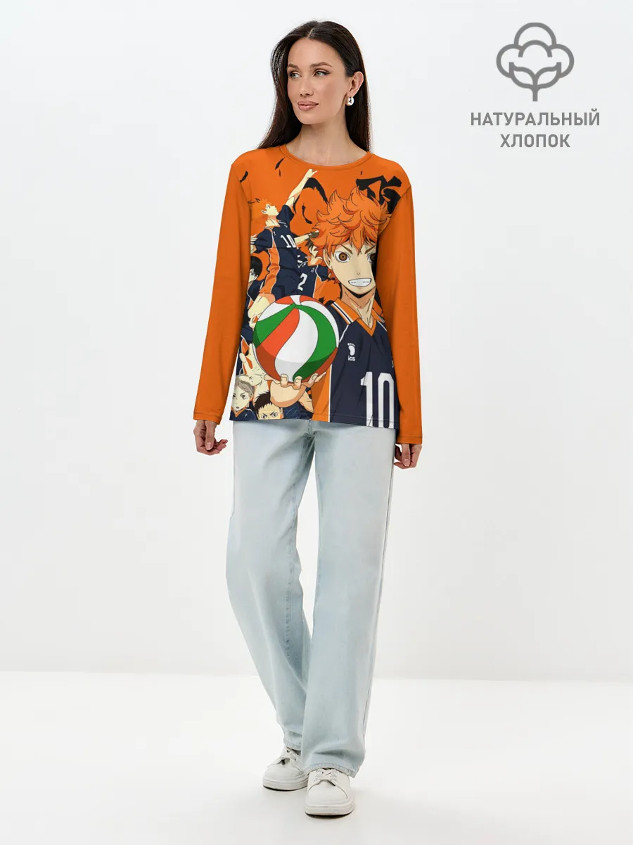 Лонгслив женский. Хлопок / Волебольная команда из аниме HAIKYUU!!