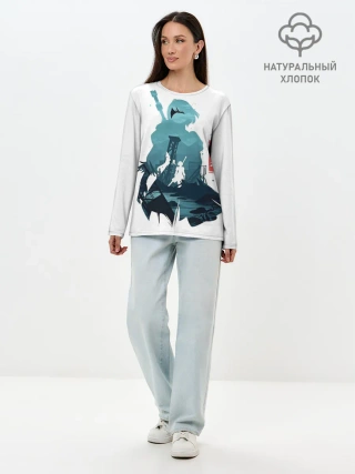 Лонгслив женский. Хлопок / NIER AUTOMATA 2B