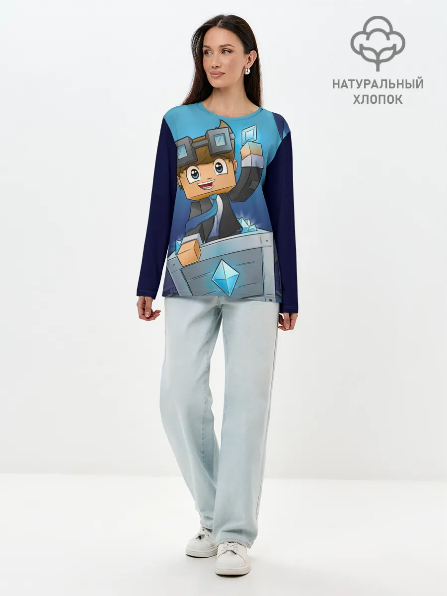 Лонгслив женский. Хлопок / Minecraft