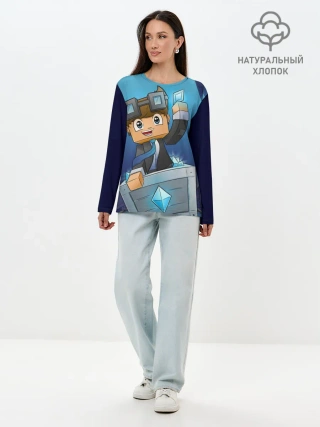 Лонгслив женский. Хлопок / Minecraft