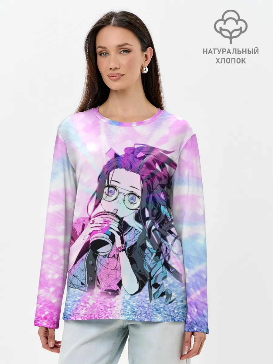 Лонгслив женский. Хлопок / Незуко Камадо