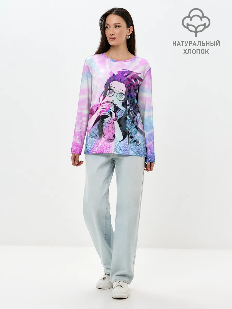Лонгслив женский. Хлопок / Незуко Камадо