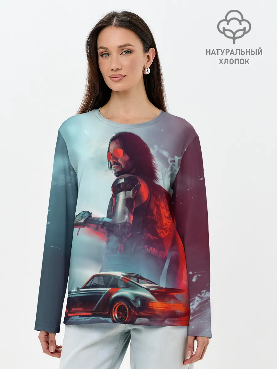 Лонгслив женский. Хлопок / Cyberpunk 2077 | Джонни и Порш