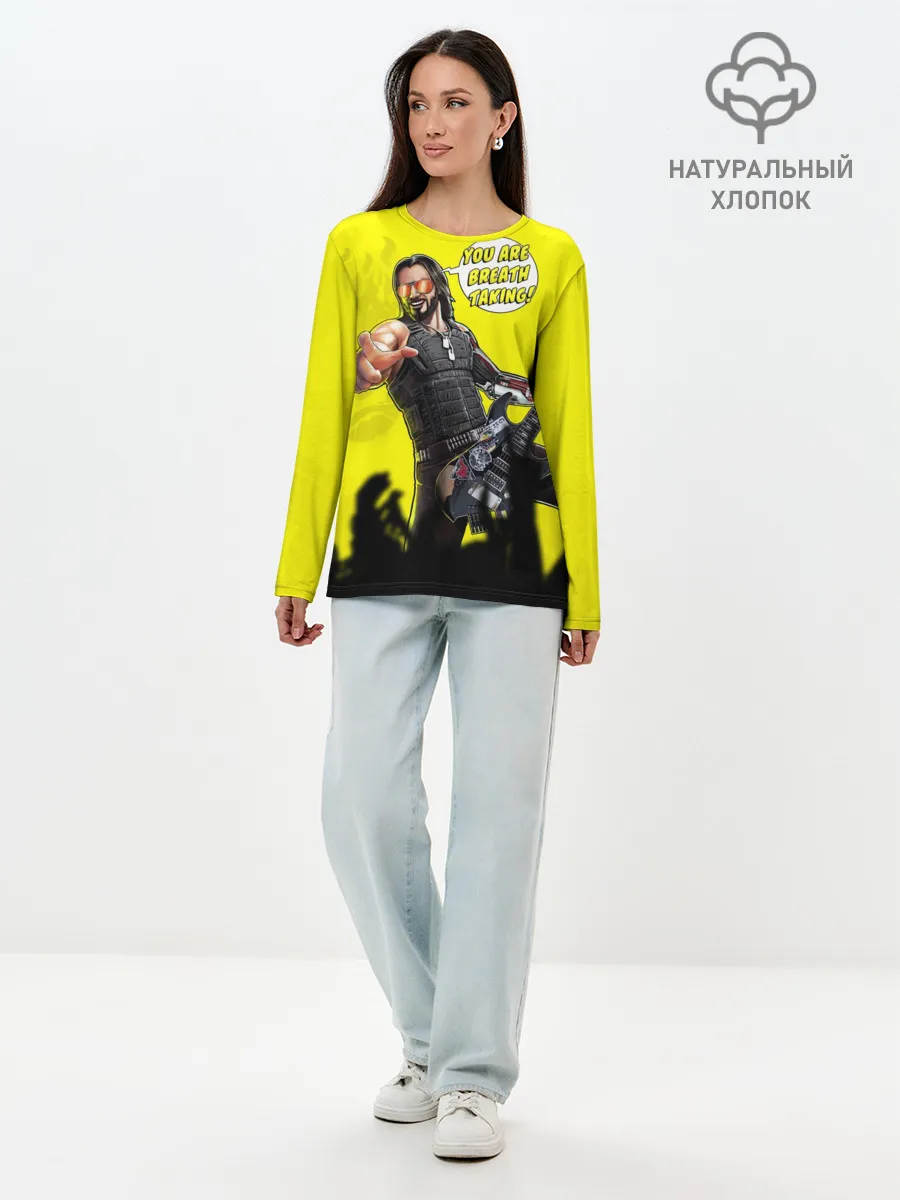 Лонгслив женский. Хлопок / Cyberpunk 2077 | Breathtaking