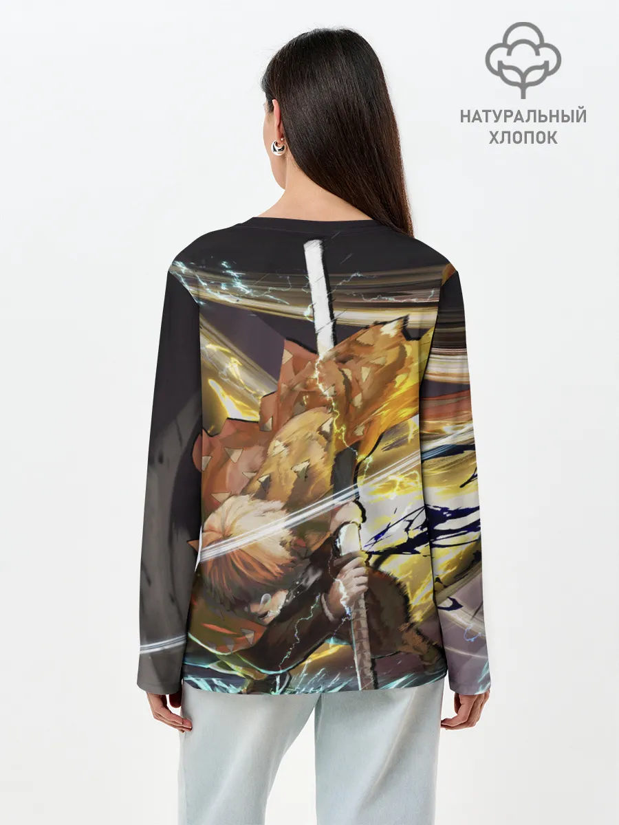 Лонгслив женский. Хлопок / Зиницу Агацума Клинок демонов